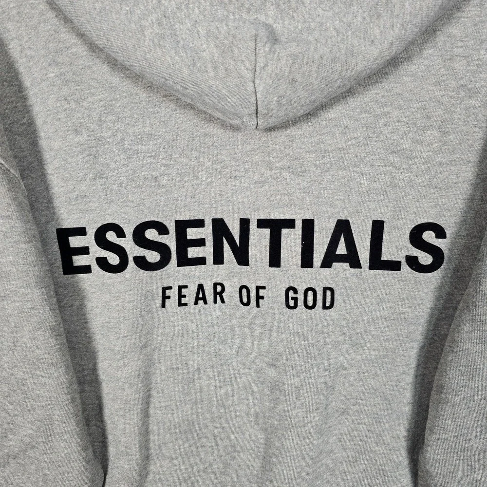 Fear of God Essentials Hoodie Mens Size Small Dark Oatmeal Gray Sweatshirt FLAW